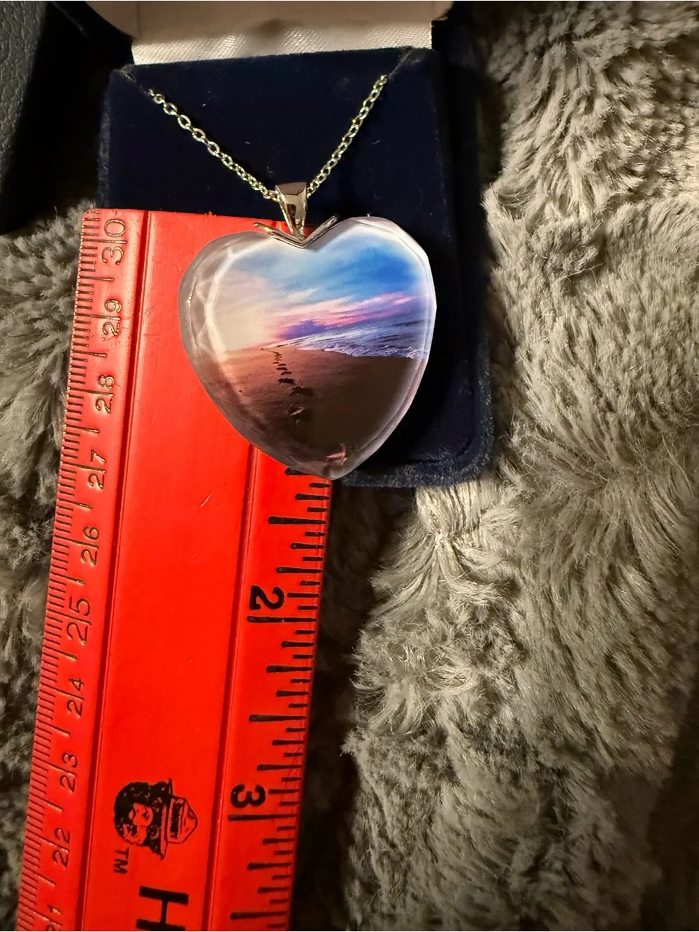 Danbury Mint Footprints in the Sand Crystal Heart Pendant Necklace New In Box